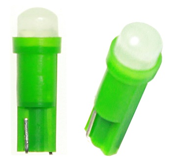 Лампа светодиод T5 (12-1,2 б/цок.панель приборов) W1,2W 12V зеленая COB "YADA"