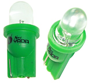 Лампа светодиод Т10 (12-5 габариты б/цок.) W5W 12V зеленая "YADA"