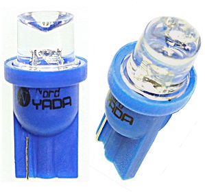 Лампа светодиод Т10 (12-5 габариты б/цок.) W5W 12V синяя конус "YADA"