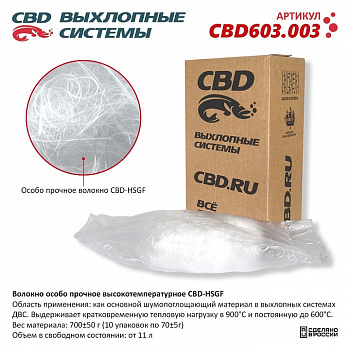 Наполнитель высокотемпературный для поглощения звука CBD-HSGF. CBD603.003