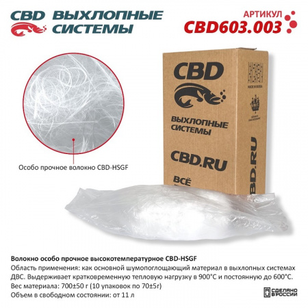 Наполнитель высокотемпературный для поглощения звука CBD-HSGF. CBD603.003