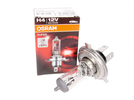 Лампа галоген H4  12/60/55W P43t "OSRAM" +30%
