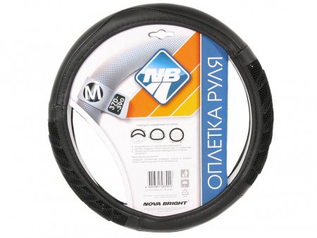 Оплетка руля "M" d37-39см "Nova Bright" черная с черными массажными вставками