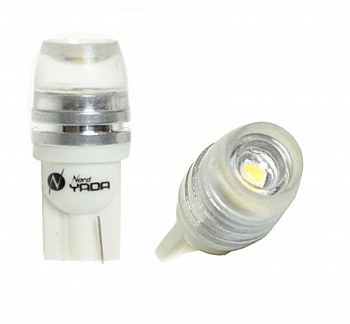 Лампа светодиод Т10 (12-5 габариты б/цок.) W5W 12V HIGH POWER Optical белая "YADA"