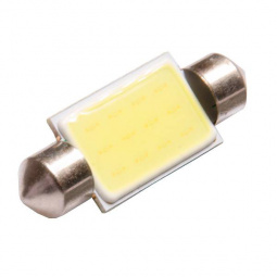 Лампа светодиод Т11 (12-5-2-х цок.салон.,ном.знака) C5W 12V 6W 1 COB диод 1-конт 39мм Белая SKYWAY С