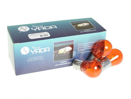 Лампа А 12-21 желтая (указ.поворотов) P21W 12V со смещ. цоколем "YADA"