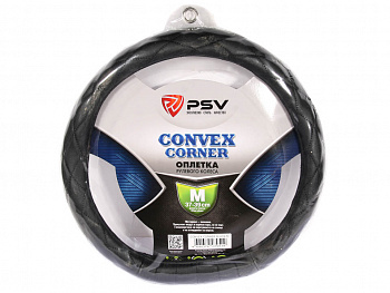 Оплетка руля "M" d37-39см "PSV" CONVEX CORNER со скошенным низом, черный