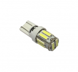 Лампа светодиод Т10 (12-5 габариты б/цок.) W5W 12V белая 10SMD "YADA"