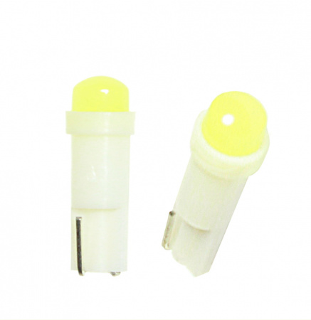Лампа светодиод T5 (12-1,2 б/цок.панель приборов) W1,2W 12V белая COB "YADA"