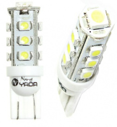 Лампа светодиод Т10 (12-5 габариты б/цок.) W5W 12V белая 13SMD "YADA"