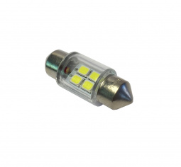 Лампа светодиод Т11 (12-5-2-х цок.салон.,ном.знака) C5W 12V белая (4LED диода) 31мм "YADA"