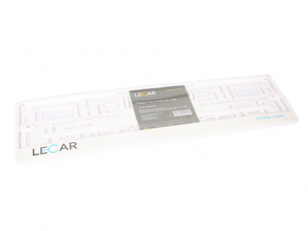 Рамка номерного знака с надписью"LECAR" шелкография (белая)