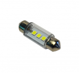 Лампа светодиод Т11 (12-5-2-х цок.салон.,ном.знака) C5W 12V белая (3SMD size 3528) 36мм "YADA"