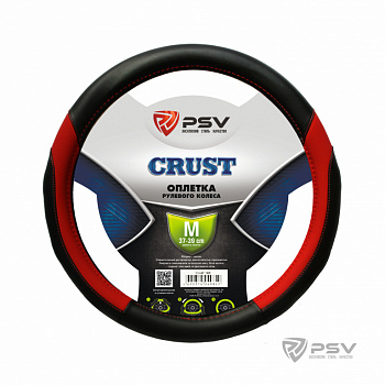 Оплетка руля "M" d37-39см "PSV" CRUST кожа, черно-красный