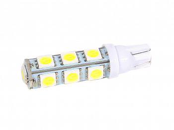 Лампа светодиод Т10 (12-5 габариты б/цок.) W5W 12V белая 13SMD "Lumen"