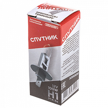 Лампа галоген H1 12V 100W P14,5s 1-конт СПУТНИК SKYWAY 1 шт Ближний, дальний свет, противотуманные ф