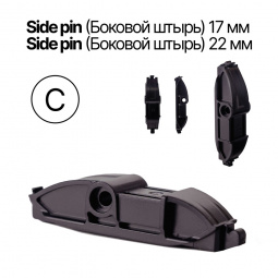 Щетка стеклоочистителя бескаркасная 600мм 24" "ЗавГар" Hook, Pinch tab, Top Lock, Push Button, Bayonet arm, Side pin, MG