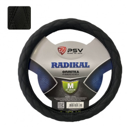 Оплетка руля "M" d37-39см "PSV" RADIKAL Черный/Отстрочка черная