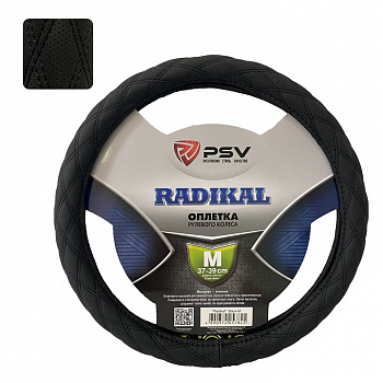 Оплетка руля "M" d37-39см "PSV" RADIKAL Черный/Отстрочка черная