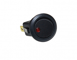 Клавиша 12V 20А круглая черная с красной LED подсветкой (3конт.) ON-OFF "YADA"