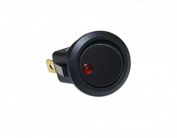 Клавиша 12V 20А круглая черная с красной LED подсветкой (3конт.) ON-OFF "YADA"