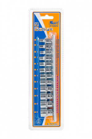 Набор головок торцевых (12 предм.) "KRAFT" 1/4 (4-13 мм)