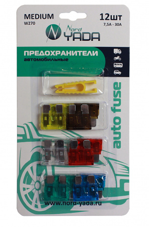 Предохранители плоские "YADA" (к-т12шт с пинцетом 7.5,10,15,20,25,30А)
