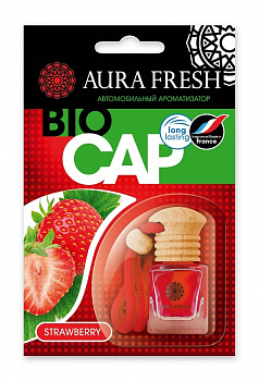 Ароматизатор подвесной с деревянной крышкой "AURA FRESH BIO CAP Strawberry" (Земляника)