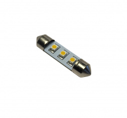 Лампа светодиод Т11 (12-5-2-х цок.салон.,ном.знака) C5W 12V белый теплый (3SMD size 3528) 36мм "YADA"