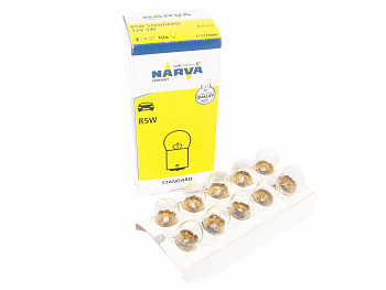 Лампа А 12-5 R5W 12V (габариты,ном/знак,п/капотная)  "Narva"