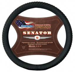 Оплетка руля "M" d37-39см "SENATOR Montana" замшевая, черная