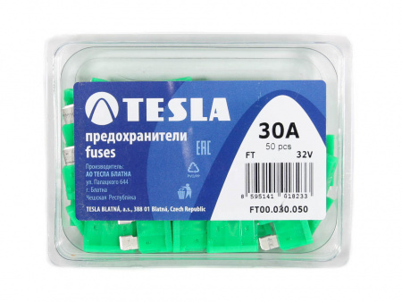 Предохранитель плоский 30А "TESLА" (упак.50шт) FТ 30A