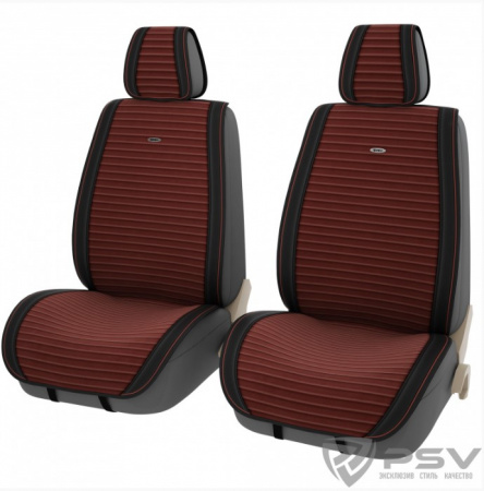 Накидка на сиденье велюр+экокожа "PSV" Bliss 2 FRONT (Черно-Красные), компл. на передние сидения