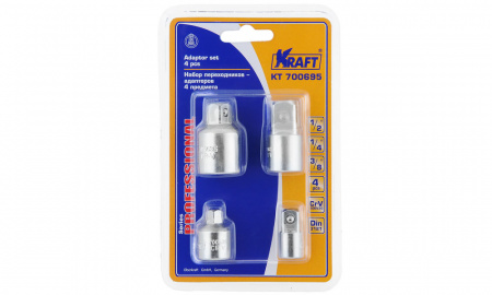 Набор переходников-адаптеров 1/2"Dr, 3/8"Dr и 1/4"Dr 4предмета "KRAFT"