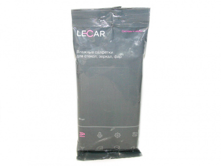 Салфетки влажные для стекол, зеркал, фар (30 шт) "LECAR"