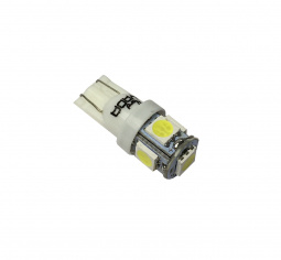 Лампа светодиод Т10 (12-5 габариты б/цок.) W5W 12V белая 5SMD "YADA"