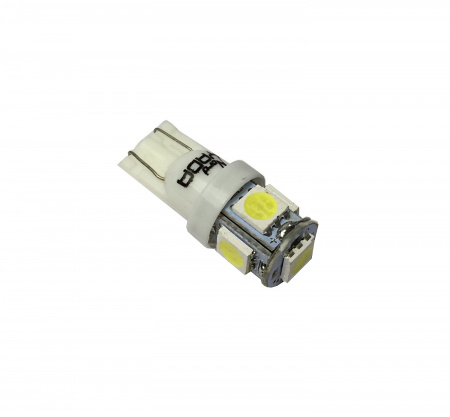 Лампа светодиод Т10 (12-5 габариты б/цок.) W5W 12V белая 5SMD "YADA"