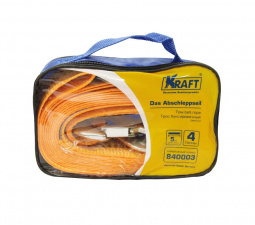 Трос буксировочный лента  4т (5м) "KRAFT" 2 крюка,в сумке на молнии