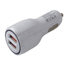 Адаптер автомобильный на 2 USB "AVS" 1.2А+1.2А  в прикуриватель 12/24В UC-123 Quick Charge