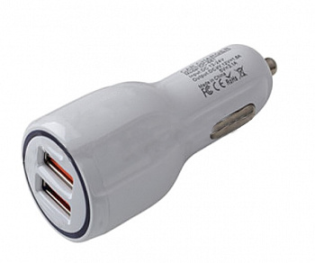 Адаптер автомобильный на 2 USB "AVS" 1.2А+1.2А  в прикуриватель 12/24В UC-123 Quick Charge