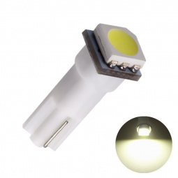 Лампа светодиод T5 (12-1,2 б/цок.панель приборов) W1,2W 12V белая 1SMD