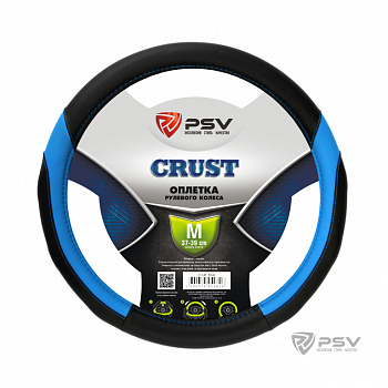 Оплетка руля "M" d37-39см "PSV" CRUST кожа, черно-синий