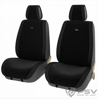Накидка на сиденье велюр+экокожа "PSV" Bliss 2 FRONT (Черные), компл. на передние сидения