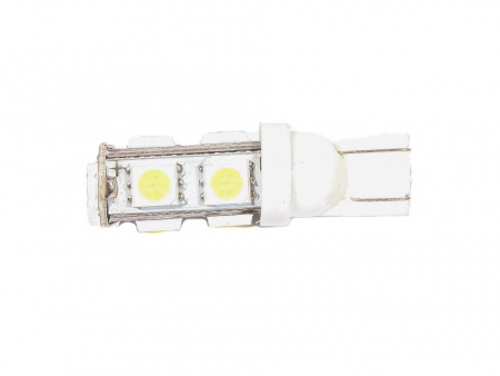 Лампа светодиод Т10 (12-5 габариты б/цок.) W5W 12V белая 9SMD "YADA"