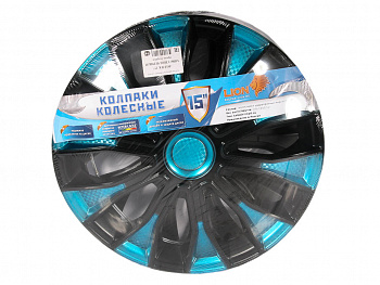 Колпаки декоративные 15" (к-т 4шт) "Волтек" микс сине-черный карбон