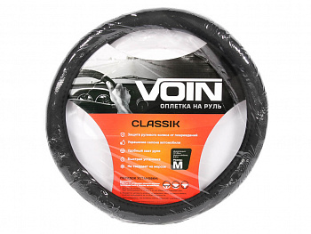 Оплетка руля "M" d37-39см "VOIN" CLASSIK экокожа, черная