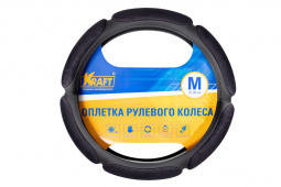 Оплетка руля "M" d37-39см "KRAFT" спонж-6 подушечек. черная
