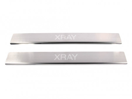 Накладки внутренних порогов LADA XRAY, штамп 'XRAY' (нерж. сталь) (к-т 2шт.)