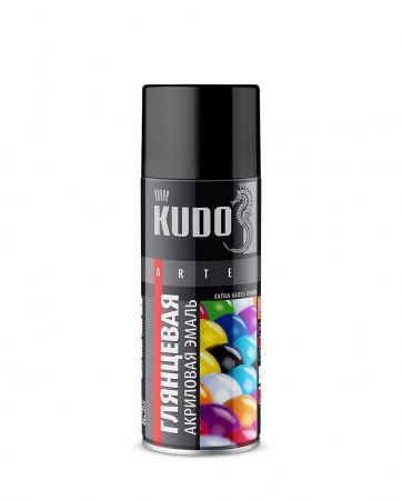 Краска аэрозольная 9005 черная глянцевая "KUDO" (520 мл)  акриловая