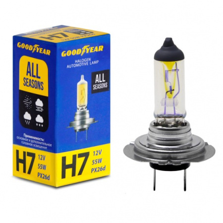 Лампа галоген H7 12/55W "GOODYEAR" PX26d All seasons
